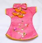 Wine Bottle Cover - Figurine - Pink Cheongsam